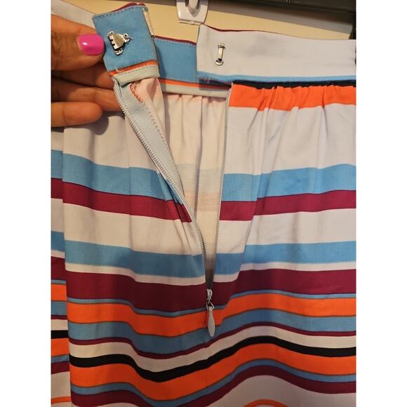 J. Crew Pleated Multi-color Striped A-Line Skirt Women's Size 6‎ - Picture 4 of 8